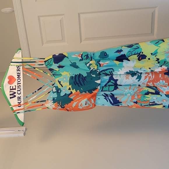 high-low sun dress, casual or formal, size 7/8, floral, criss cross back - Picture 12 of 15